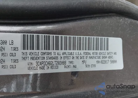 2020 Dodge Journey Se Value из США, поврежденный, VIN 3C4PDCAB2LT202088